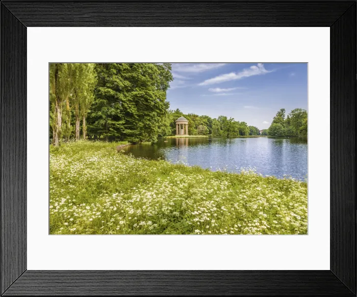 Framed Print : Badenburg Lake with Apollo Temple in Nymphenburg Palace Park, Upper Bavaria, Bavaria