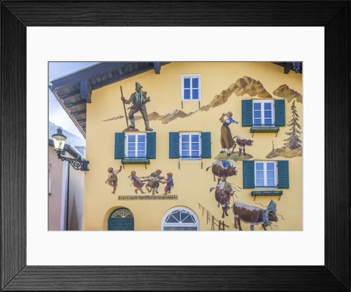 Framed Print : Traditional facacde painting in the old town of Bad Reichenhall, Upper Bavaria, Bavaria, Germany Framed Print : Traditional facacde painting in the old town of Bad Reichenhall, Upper Bavaria, Bavaria, Germany