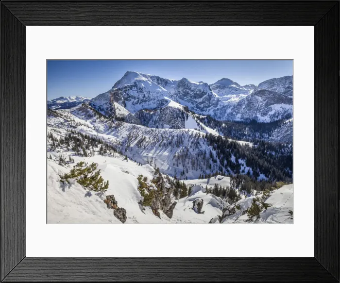 Framed Print : Mountain landscape at the Schneibsteinhaus (1, 670 m) as seen from Jenner, Upper Bavaria Framed Print : Mountain landscape at the Schneibsteinhaus (1, 670 m) as seen from Jenner, Upper Bavaria