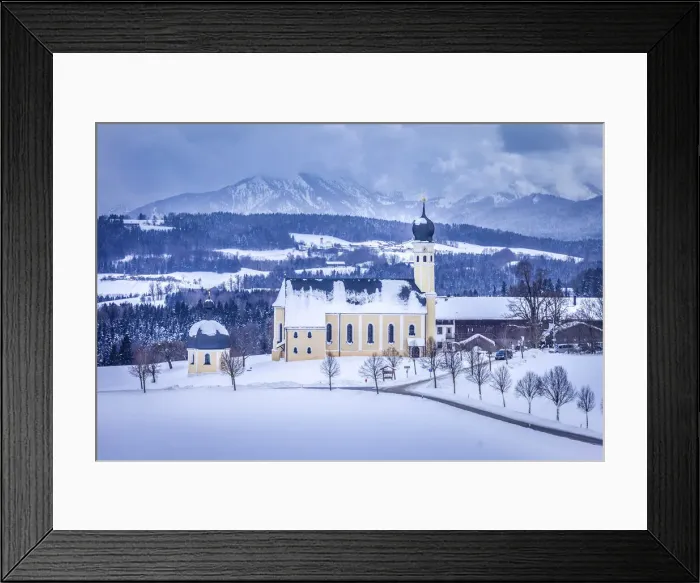 Framed Print : Pilgrimage Church of St. Marinus zu Wilparting near Irschenberg, Upper Bavaria, Bavaria