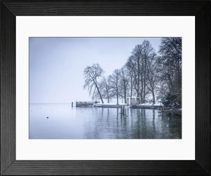 Framed Print : Winter on Lake Starnberg near Possenhofen, Upper Bavaria, Bavaria, Germany