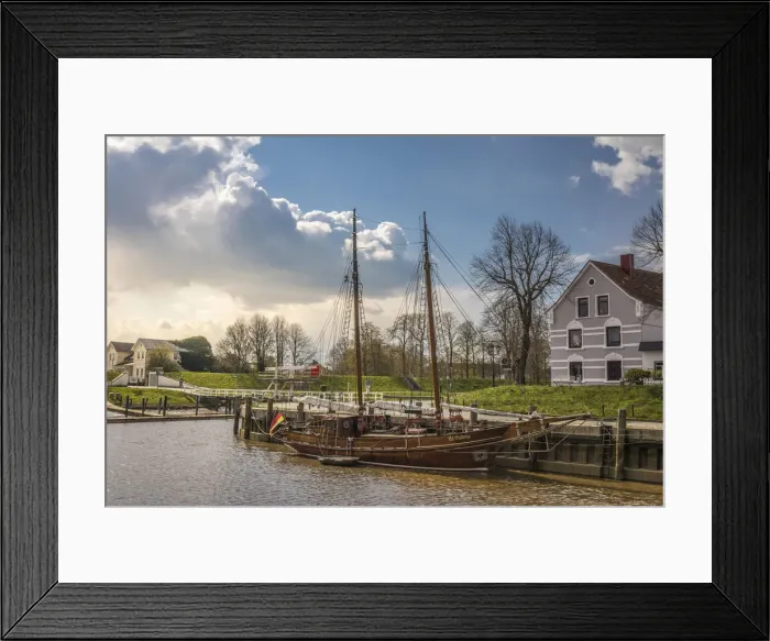 Framed Print : Sailing ship in the port of Toenning, North Friesland, Schleswig-Holstein Framed Print : Sailing ship in the port of Toenning, North Friesland, Schleswig-Holstein