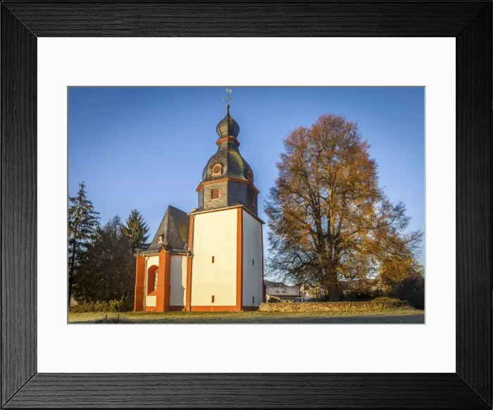 Framed Print : Johannes church in Niederseelbach in late autumn, Niedernhausen, Hesse, Germany Framed Print : Johannes church in Niederseelbach in late autumn, Niedernhausen, Hesse, Germany
