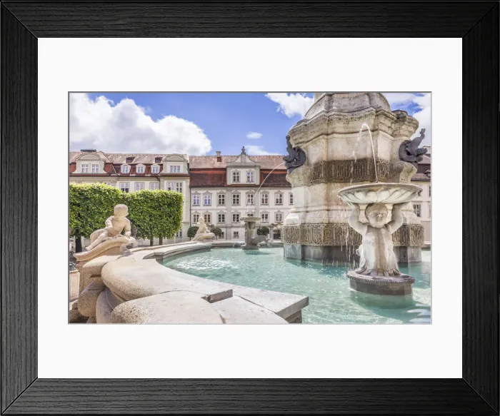 Framed Print : Fountain in front of the Prince-Bishop`s Residence in Eichstaett, Upper Bavaria, Bavaria Framed Print : Fountain in front of the Prince-Bishop`s Residence in Eichstaett, Upper Bavaria, Bavaria