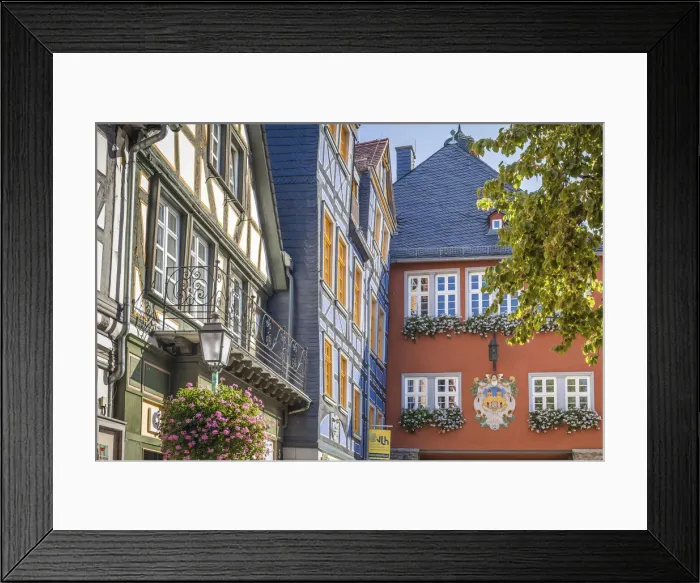 Framed Print : Magnificent half-timbered houses on the market square of Idstein, Hesse, Germany Framed Print : Magnificent half-timbered houses on the market square of Idstein, Hesse, Germany