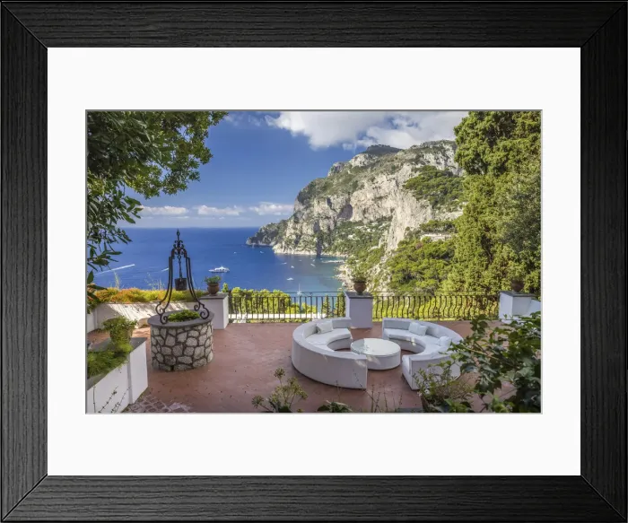 Framed Print : Villa in the village of Capri with a view of the Punta de Masullo, Capri, Gulf of Naples Framed Print : Villa in the village of Capri with a view of the Punta de Masullo, Capri, Gulf of Naples