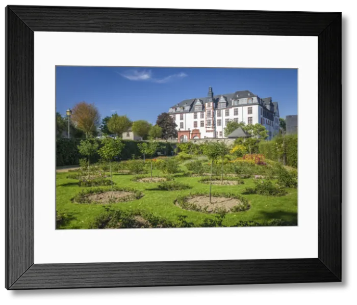 Framed Print : Rose garden in front of the Idstein Castle, Hesse, Germany Framed Print : Rose garden in front of the Idstein Castle, Hesse, Germany