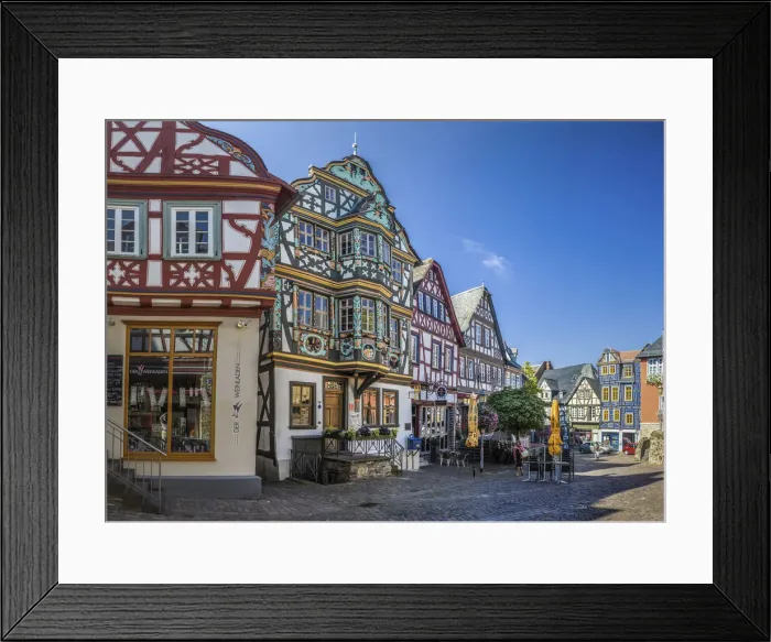 Framed Print : Magnificent half-timbered houses on the market square of Idstein, Hesse, Germany Framed Print : Magnificent half-timbered houses on the market square of Idstein, Hesse, Germany