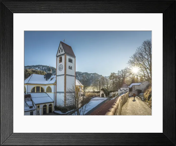 Framed Print : View from the High Castle to the Basilica of St. Mang, Fuessen, Allgaeu, Bavaria, Germany Framed Print : View from the High Castle to the Basilica of St. Mang, Fuessen, Allgaeu, Bavaria, Germany
