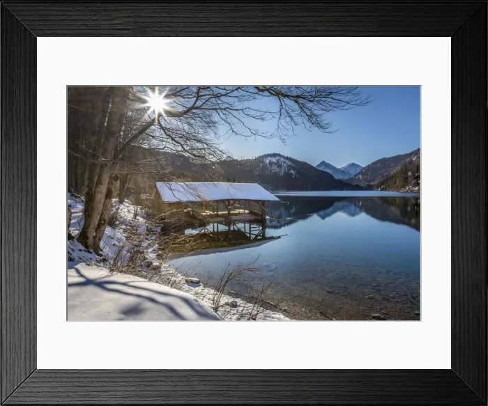 Framed Print : Boathouse on Lake Alpsee near Hohenschwangau, Schwangau, Allgaeu, Bavaria, Germany Framed Print : Boathouse on Lake Alpsee near Hohenschwangau, Schwangau, Allgaeu, Bavaria, Germany