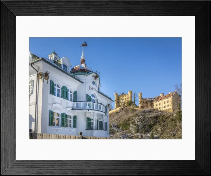 Framed Print : Jaegerhaus and Hohenschwangau Castle, Schwangau, Allgaeu, Bavaria, Germany Framed Print : Jaegerhaus and Hohenschwangau Castle, Schwangau, Allgaeu, Bavaria, Germany