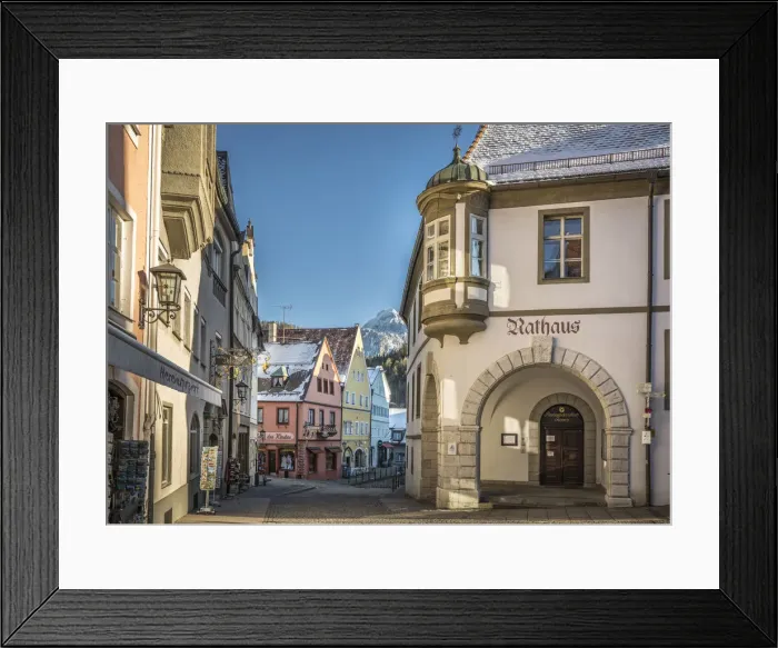 Framed Print : Historic town hall in the old town of Fuessen, Allgaeu, Bavaria, Germany