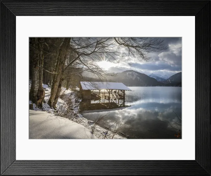 Framed Print : Jetty on the Lake Alpsee near Hohenschwangau, Schwangau, Allgaeu, Bavaria, Germany Framed Print : Jetty on the Lake Alpsee near Hohenschwangau, Schwangau, Allgaeu, Bavaria, Germany