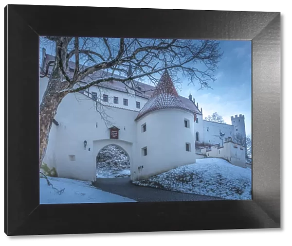 Entrance portal of the High Castle in Fuessen, Allgaeu, Bavaria, Germany