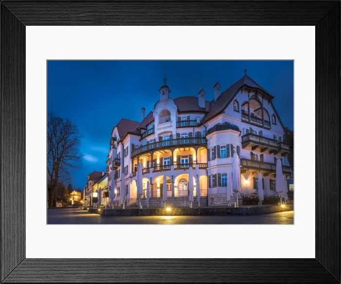 Framed Print : Historic inn Alpenrose am See near Hohenschwangau Castle in the evening, Schwangau Framed Print : Historic inn Alpenrose am See near Hohenschwangau Castle in the evening, Schwangau