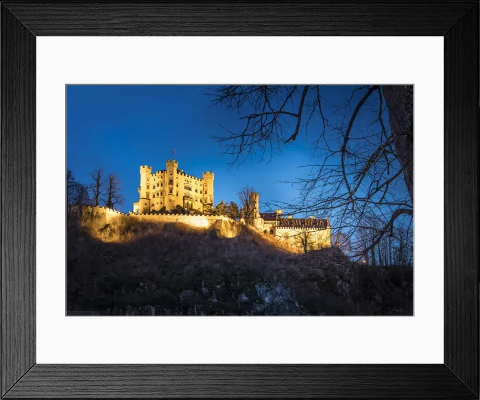 Framed Print : Hohenschwangau Castle in the evening, Schwangau, Allgaeu, Bavaria, Germany Framed Print : Hohenschwangau Castle in the evening, Schwangau, Allgaeu, Bavaria, Germany