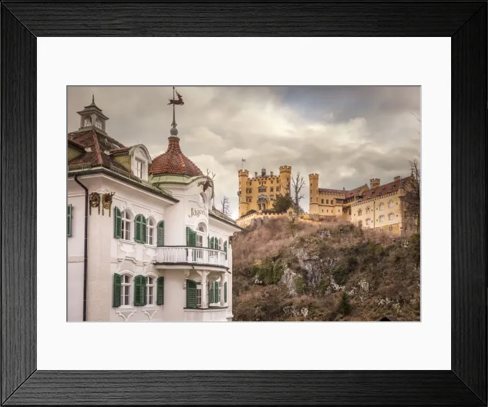 Framed Print : Jaegerhaus and Hohenschwangau Castle, Schwangau, Allgaeu, Bavaria, Germany Framed Print : Jaegerhaus and Hohenschwangau Castle, Schwangau, Allgaeu, Bavaria, Germany