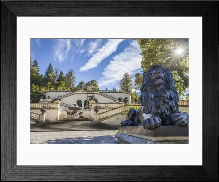 Framed Print : Linderhof was the royal palace of Ludwig II of Bavaria. It is located in Ettal im Framed Print : Linderhof was the royal palace of Ludwig II of Bavaria. It is located in Ettal im