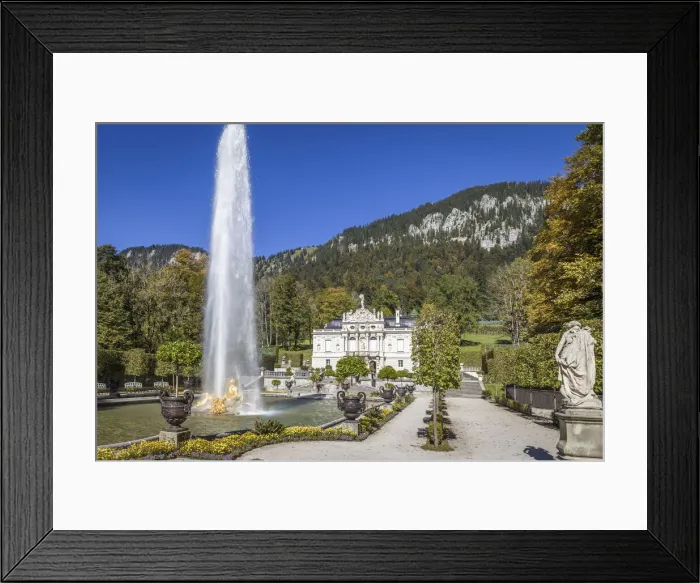 Framed Print : Water parterre and fountain of Linderhof Palace, Ettal, Allgaeu, Bavaria, Germany Framed Print : Water parterre and fountain of Linderhof Palace, Ettal, Allgaeu, Bavaria, Germany