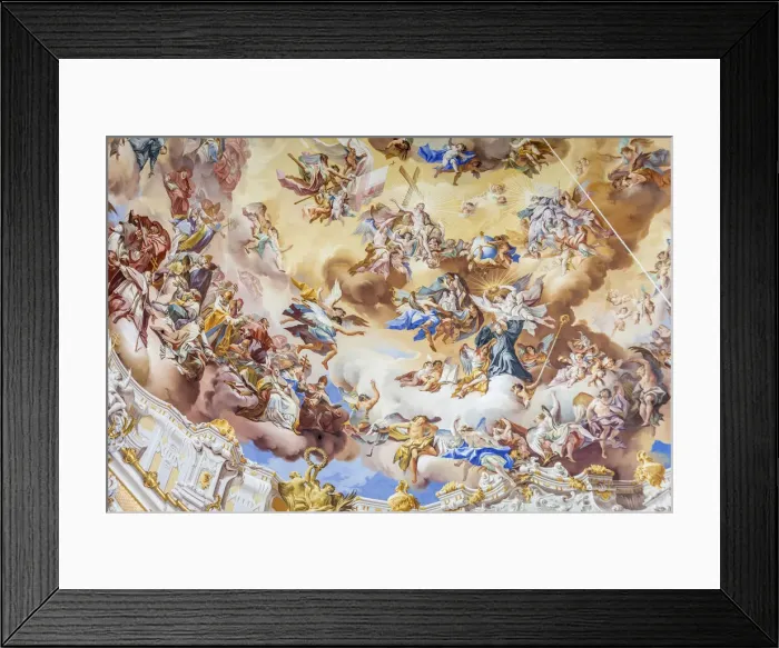 Framed Print : Dome fresco coronation of Benedict in the Benedictine Abbey Ettal, Upper Bavaria, Allgaeu