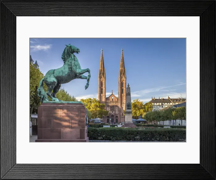 Framed Print : Luisenplatz with Orange Monument and Luisenkirche, Wiesbaden, Hesse, Germany