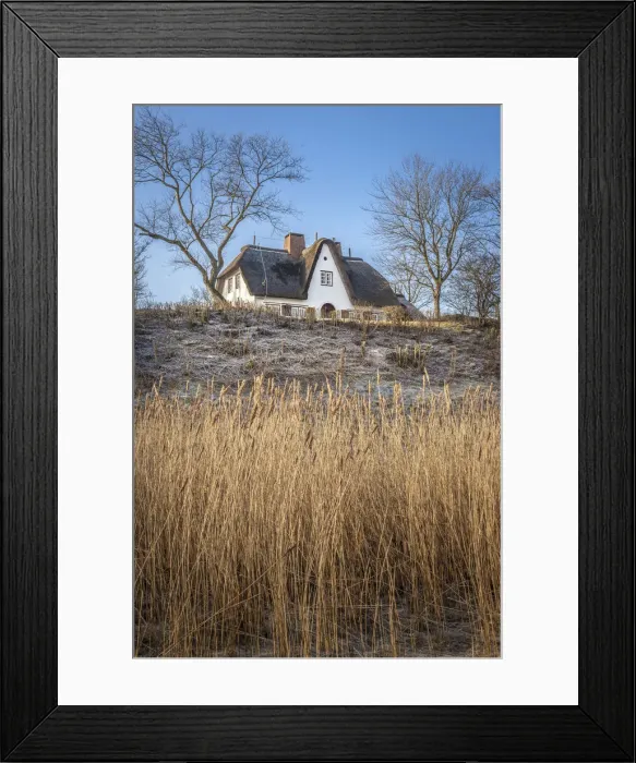 Framed Print : Thatched-roof house on the Wadden side of Keitum, Sylt, Schleswig-Holstein, Germany