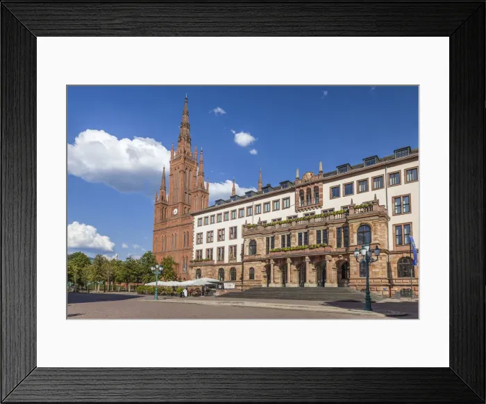 Framed Print : Market Church and New Town Hall on Schlossplatz, Wiesbaden, Hesse, Germany Framed Print : Market Church and New Town Hall on Schlossplatz, Wiesbaden, Hesse, Germany