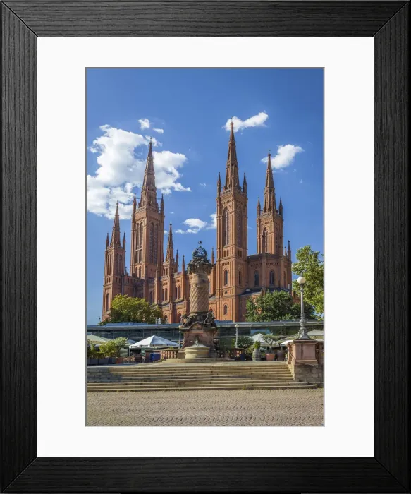 Framed Print : Market column and market church, Wiesbaden, Hesse, Germany Framed Print : Market column and market church, Wiesbaden, Hesse, Germany