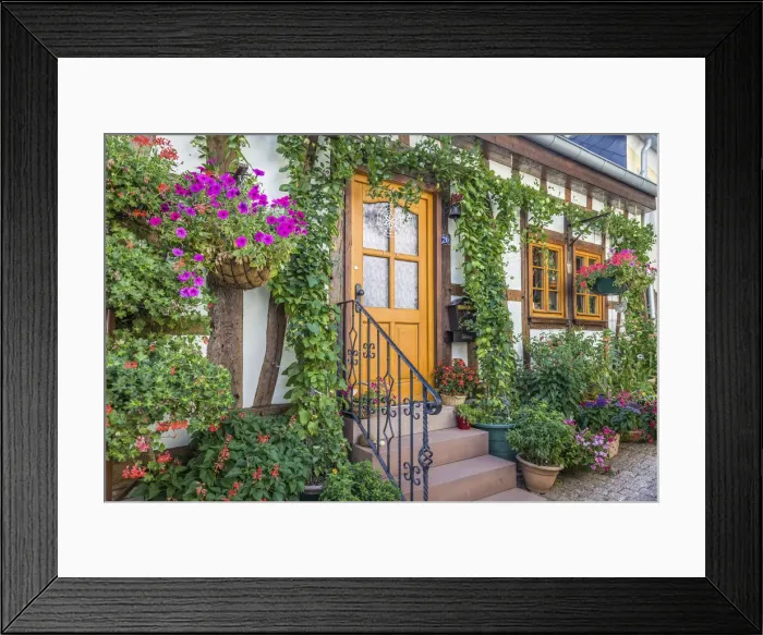 Framed Print : Idyllic entrance of a half-timbered house in the old town Hofheim am Taunus, Taunus Framed Print : Idyllic entrance of a half-timbered house in the old town Hofheim am Taunus, Taunus