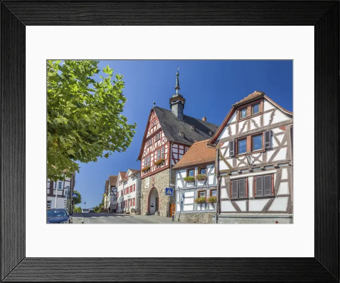 Framed Print : Half-timbered houses and old town hall in Oberursel, Taunus, Hesse, Germany Framed Print : Half-timbered houses and old town hall in Oberursel, Taunus, Hesse, Germany