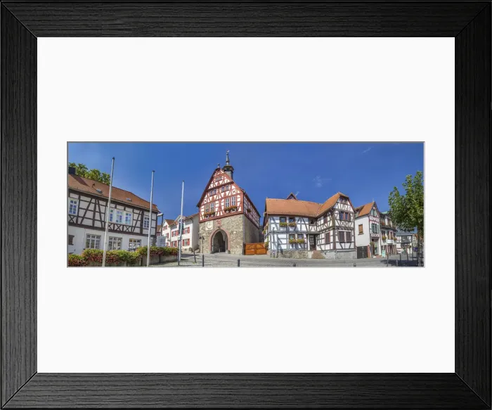 Framed Print : Half-timbered houses and old town hall in Oberursel, Taunus, Hesse, Germany Framed Print : Half-timbered houses and old town hall in Oberursel, Taunus, Hesse, Germany