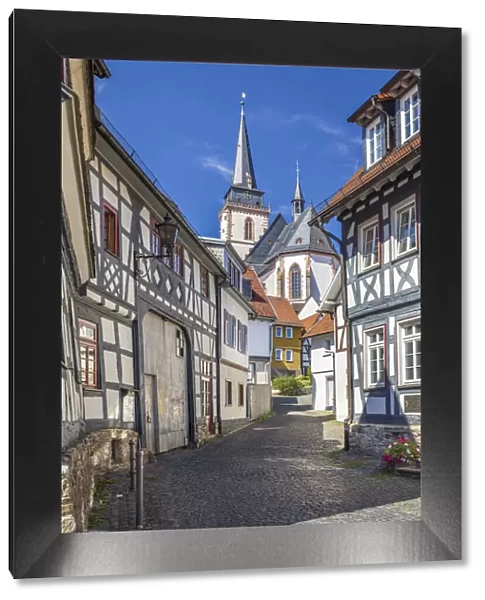 Old town and St. Ursula Church in Oberursel, Taunus, Hesse, Germany
