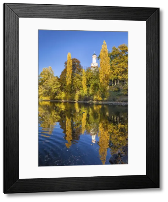 Framed Print : Pond in the castle park of Bad Homburg vor der Hoehe with white tower, Taunus, Hesse, Germany Framed Print : Pond in the castle park of Bad Homburg vor der Hoehe with white tower, Taunus, Hesse, Germany
