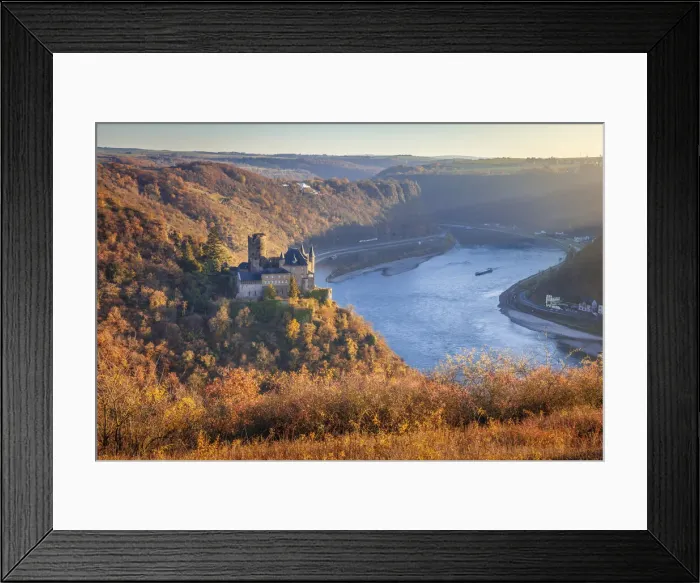 Framed Print : View of Katz Castle, Loreley and the Middle Rhine Valley near St