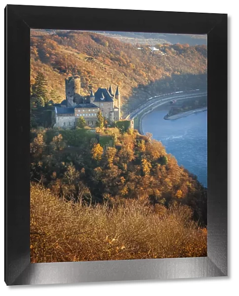 View of Katz Castle and the Middle Rhine Valley near St