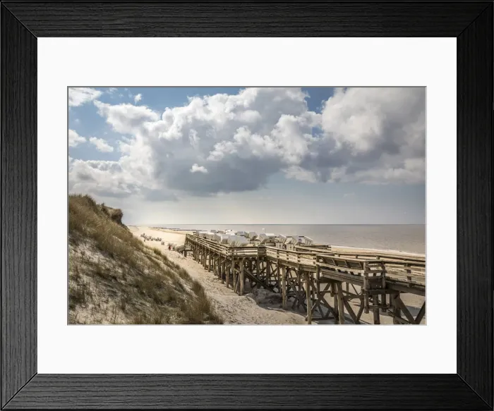 Framed Print : Platform with beach chairs on the west beach of Kampen, Sylt, Schleswig-Holstein, Germany Framed Print : Platform with beach chairs on the west beach of Kampen, Sylt, Schleswig-Holstein, Germany
