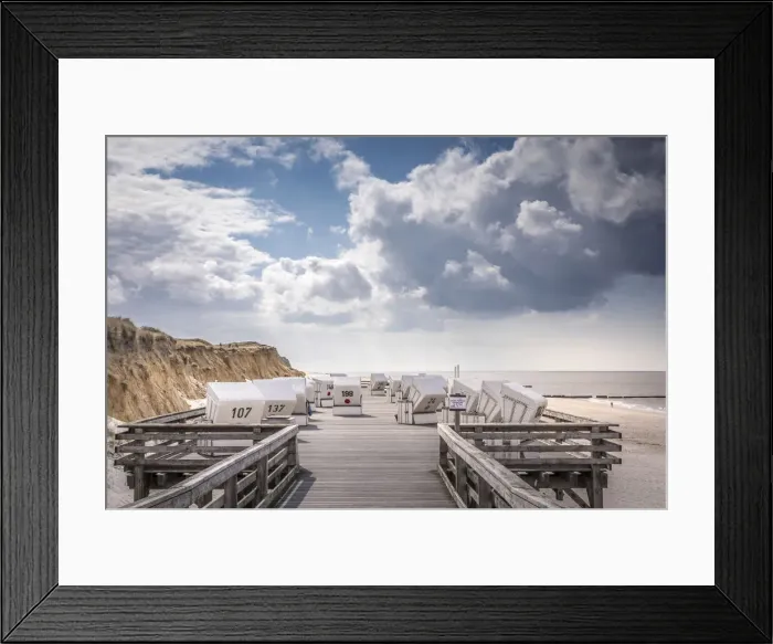 Framed Print : Platform with beach chairs on the Red cliff in Kampen, Sylt, Schleswig-Holstein, Germany Framed Print : Platform with beach chairs on the Red cliff in Kampen, Sylt, Schleswig-Holstein, Germany