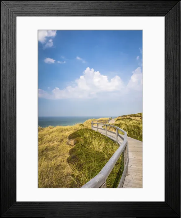 Framed Print : Wooden plank path on the cliff near Wenningstedt, Sylt, Schleswig-Holstein, Germany Framed Print : Wooden plank path on the cliff near Wenningstedt, Sylt, Schleswig-Holstein, Germany
