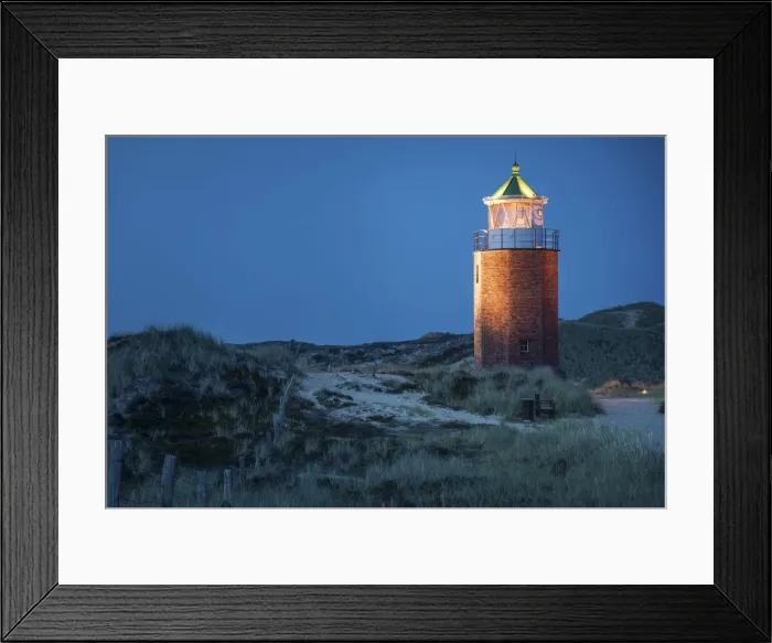 Framed Print : Lighthouse Quermarkenfeuer in Kampen in the evening, Sylt, Schleswig-Holstein, Germany Framed Print : Lighthouse Quermarkenfeuer in Kampen in the evening, Sylt, Schleswig-Holstein, Germany