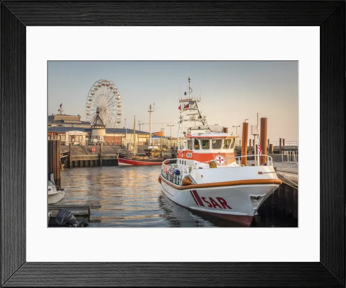 Framed Print : Rescue cruiser in the port of List, Sylt, Schleswig-Holstein, Germany Framed Print : Rescue cruiser in the port of List, Sylt, Schleswig-Holstein, Germany