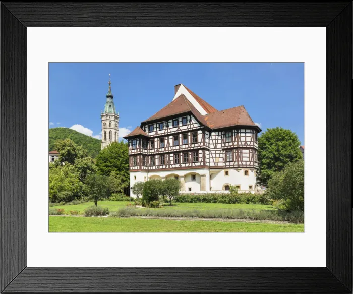Framed Print : Urach Castle and collegiate church, Bad Urach, Swabian Alps, Baden-Wurttemberg, Germany