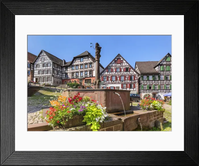 Framed Print : Market place of Schiltach, Kinzigtal Valley, Black Forest, Baden-Wurttemberg, Germany
