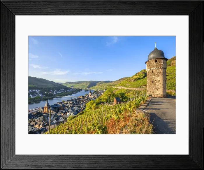 Framed Print : Round tower with Zell, Mosel valley, Rhineland-Palatinate, Germany Framed Print : Round tower with Zell, Mosel valley, Rhineland-Palatinate, Germany
