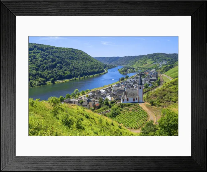 Framed Print : Johannes church with Hatzenport, Mosel valley, Rhineland-Palatinate, Germany Framed Print : Johannes church with Hatzenport, Mosel valley, Rhineland-Palatinate, Germany