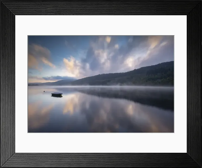 Framed Print : Boat in Mist, Lake Titisee, Baden-Wurttemberg, Schwarzwald, Black Forest, Germany