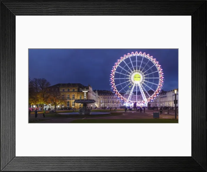 Framed Print : Big wheel at Schlossplatz Square with New Palace in autumn, Stuttgart, Baden-Wurttemberg, Germany