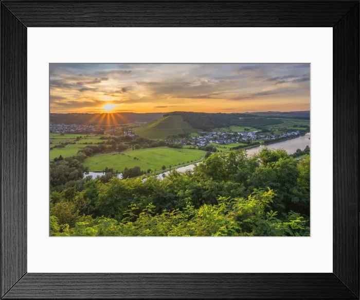 Framed Print : Sunset above the vineyard Ayler Kupp, Ayl, Bibelshausen, Saar valley, Hunsruck, Rhineland-Palatinate, Germany Framed Print : Sunset above the vineyard Ayler Kupp, Ayl, Bibelshausen, Saar valley, Hunsruck, Rhineland-Palatinate, Germany