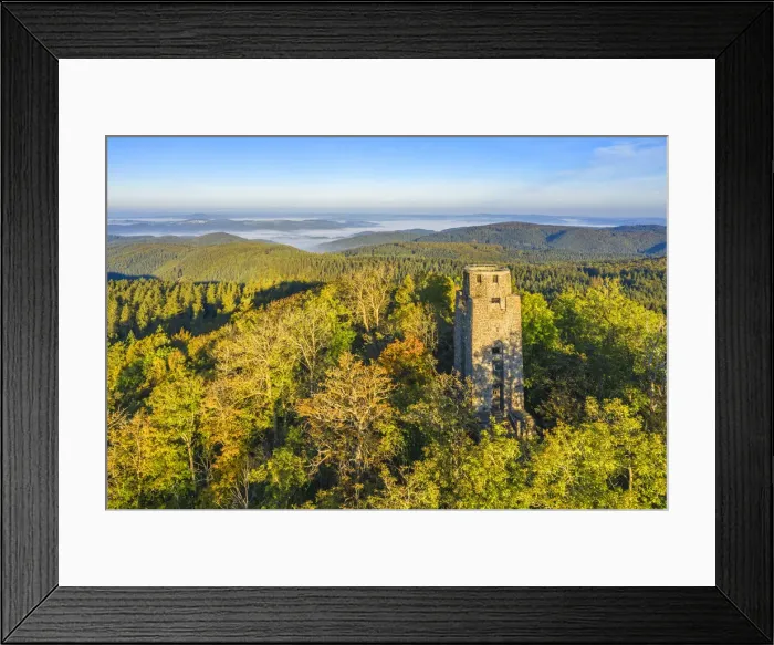 Framed Print : Aerial view on Kaiser-Wilhelm-Tower on Hohe Acht, highest mountain of the Eifel, Adenau Framed Print : Aerial view on Kaiser-Wilhelm-Tower on Hohe Acht, highest mountain of the Eifel, Adenau