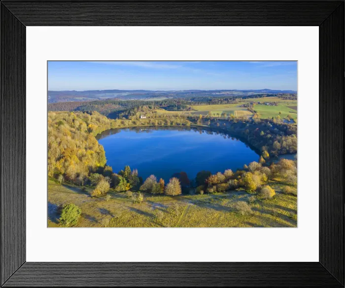 Framed Print : Aerial view at the Weinfelder Maar, Daun, Eifel, Rhineland-Palatinate, Germany Framed Print : Aerial view at the Weinfelder Maar, Daun, Eifel, Rhineland-Palatinate, Germany