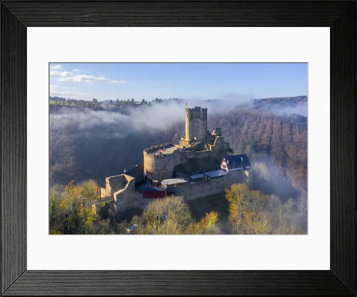 Framed Print : Aerail view at Ehrenburg castle, Brodenbach, Mosel valley, Hunsruck, Rhineland-Palatinate, Germany